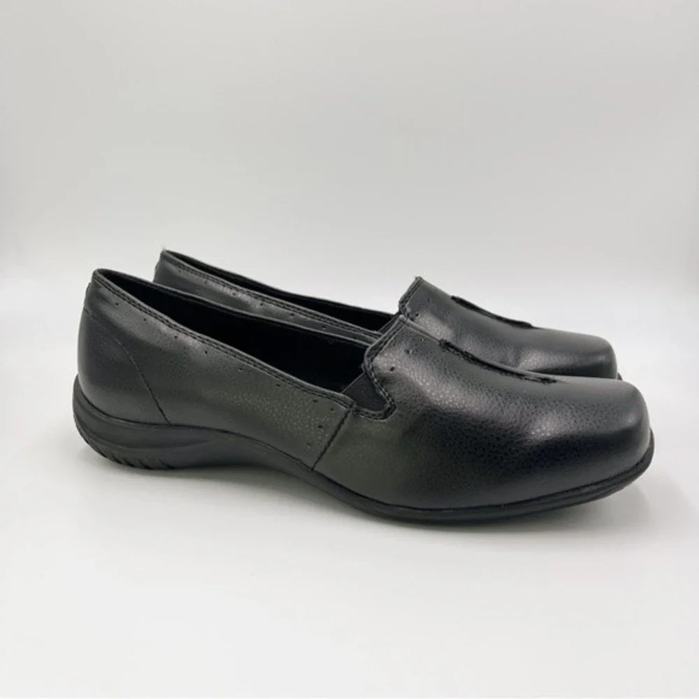 8WW 8 XW EXTRA WIDE Easy‎ Street Purpose Black Faux Vegan Leather Loafers Shoes